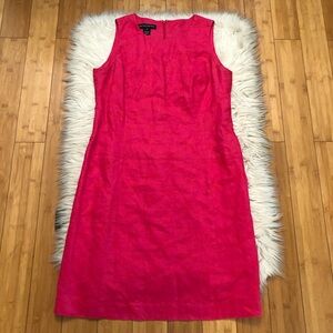 Jones New York 100% Linen Floral Embroidered Sleeveless Fuchsia Sheath Dress 16